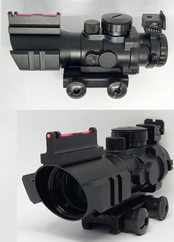 MIRA TELESCOPICA 4X32 COMPACTA INCLUYE MIRA FIBRA OPTICA COLOR NEGRO, RETICULAS ROJO/VERDE/AZUL, MONTURA PICATINNY (YWP1834434)