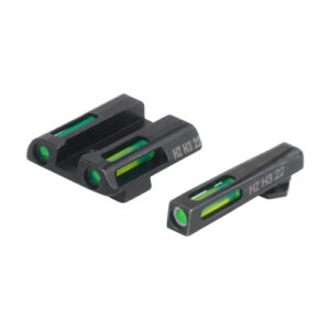 MIRAS HIVIZ GLOCK 42/43/43X/48 GAS TRITIUM/FIBRA OPTICA MIRAS FIJAS VERDE DELANTERA/VERDE TRASERA (GLN321)