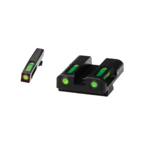 MIRAS HIVIZ PARA GLOCK 17/19/19X/22/23/34/35 TRITIUM / FIBRA OPTICA, DELANTERA VERDE/ARO NARANJA, TRASERA VERDE (GLN525)
