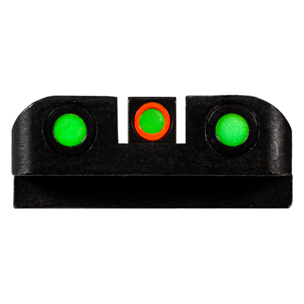 MIRAS HIVIZ PARA GLOCK TRTIUM/FIBRA OPTICA GLOCK 42/43/43X/48 DELANTERA VERDE/ARO NARANJA/TRASERAS VERDES (GLN621) - Imagen 3