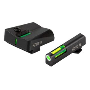 MIRAS HIVIZ GLOCK XPRESS 17/19/19X/22/23/34/35/TAURS G2/G3 GAS TRITIUM/MIRAS FIJAS, VERDE DELANTERA/VERDE TRASERA (GLXN325)