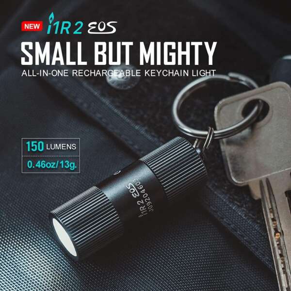 LINTERNA OLIGHT iR 2 PRO MINI LINTERNA PARA LLAVERO, COLOR NEGRO, 180 LUMENES, LUZ ALTA Y BAJA BATERIA RECARGABLE POR CABLE USB A TIPO C. - Imagen 2