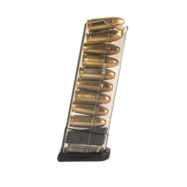 TOLVA GLOCK 9MM MOD.43 DE 9 TIROS TRANSPARENTE ETS