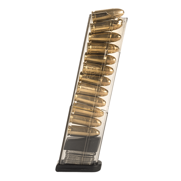 TOLVA GLOCK 9MM MOD.43 DE 12 TIROS TRANSPARENTE ETS