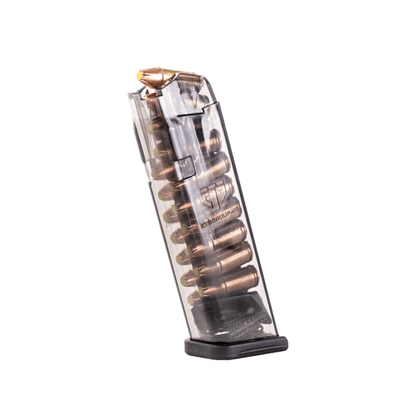 TOLVA GLOCK 9MM MOD 17,19,26,34 DE 17 TIROS TRANSPARENTE ETS
