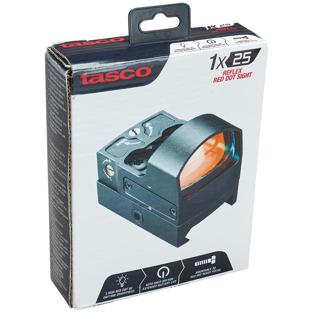 MIRA TASCO REFLEX RED DOT 1X 25MM, 4 MOA, COLOR RETICULA ROJA, MONTURA DELTA POINT/PICATINNY
