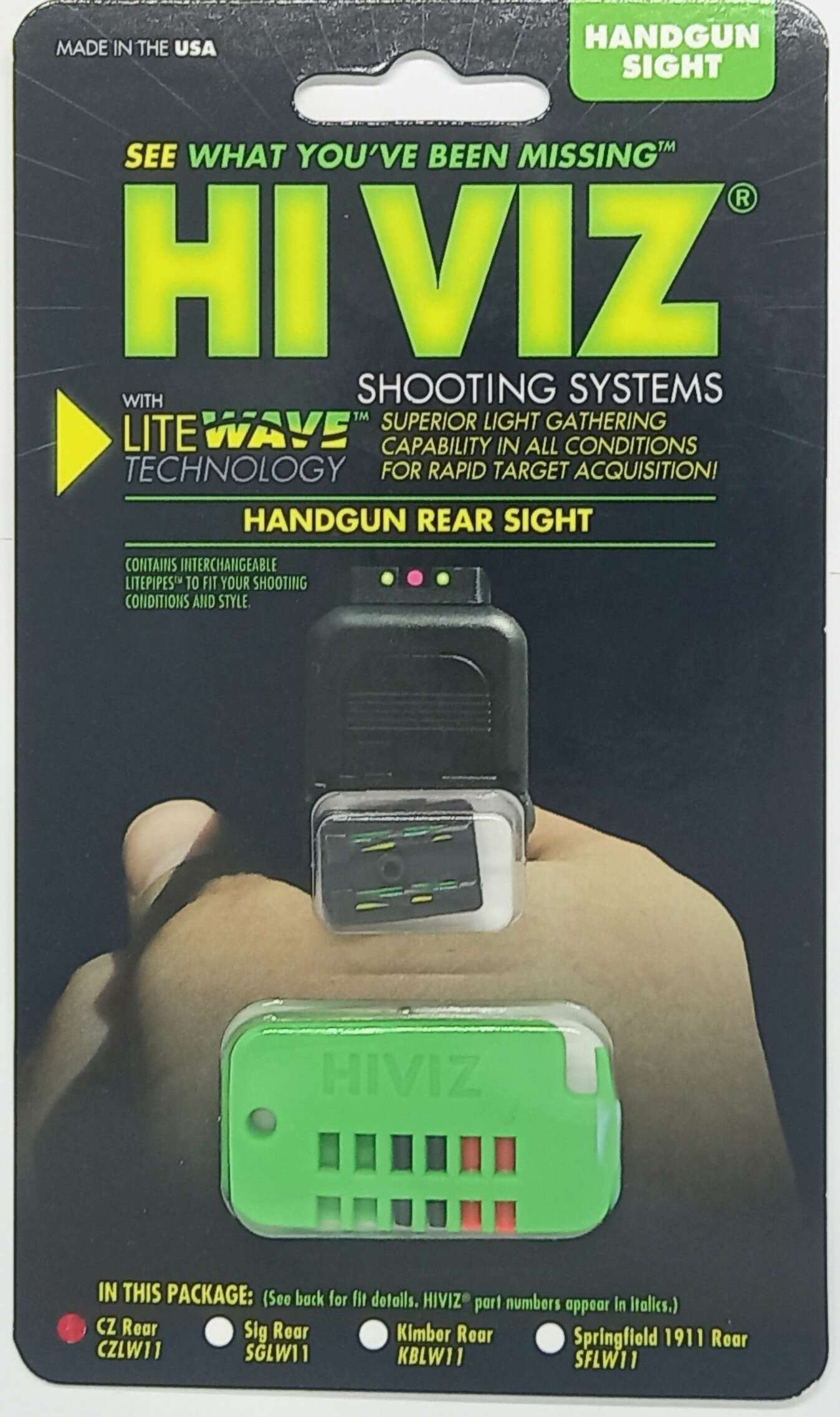 MIRAS HIVIZ CZ 75/85 Y P01 MIRA TRASERA,FIBRA OPTICA INTERCAMBIABLES VERDE/ROJA/NEGRA (CZLW11)