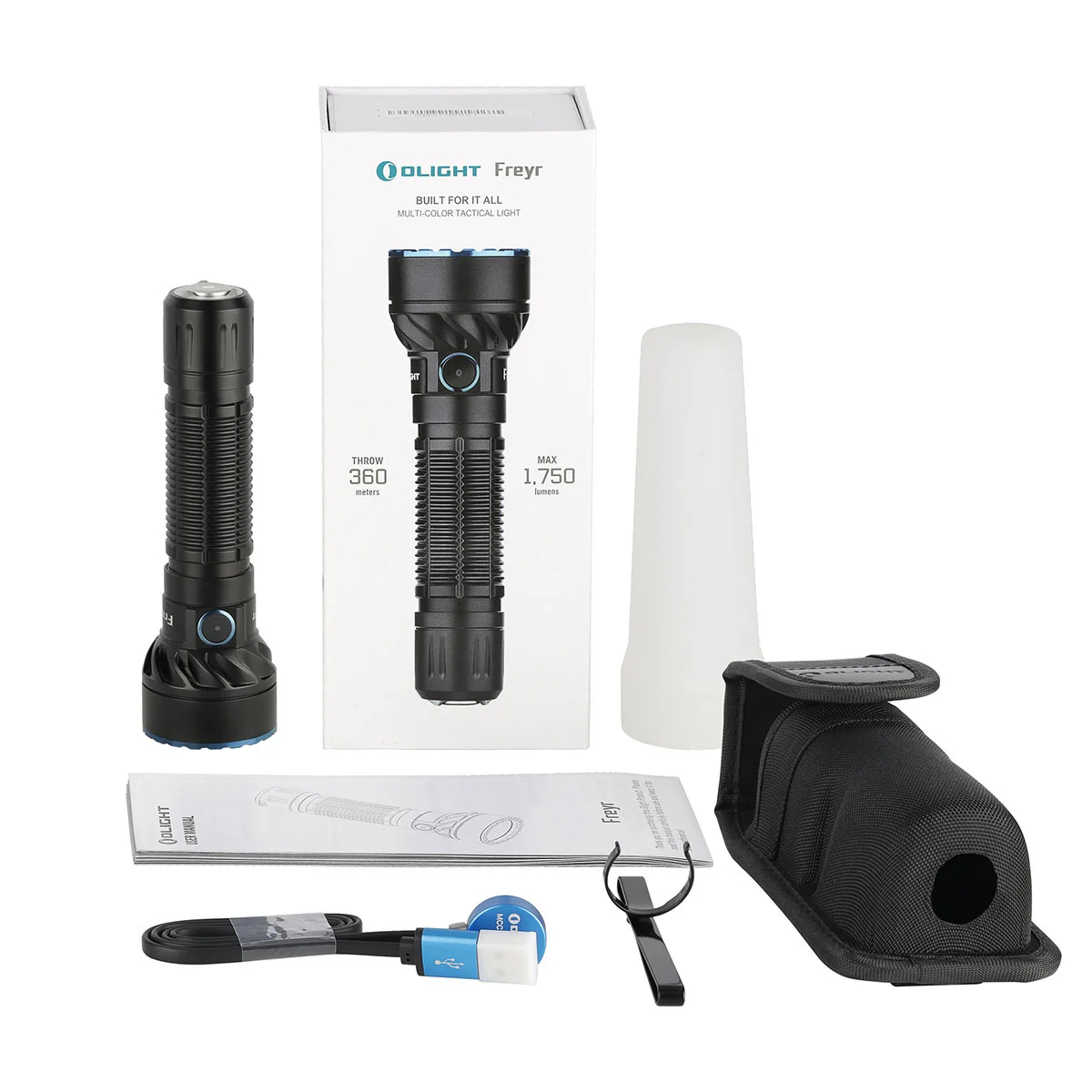 LINTERNA OLIGHT FREYR LINTERNA TACTICA MANUAL, MULTICOLOR, P/EMERGENCIAS, INCLUYE ESTUCHE Y CONO, COLOR NEGRO 1,750 LUMENES, LUZ ALTA/BAJA, RECARGABLE, CARGADOR MAGNETICO (FREYR) - Imagen 6