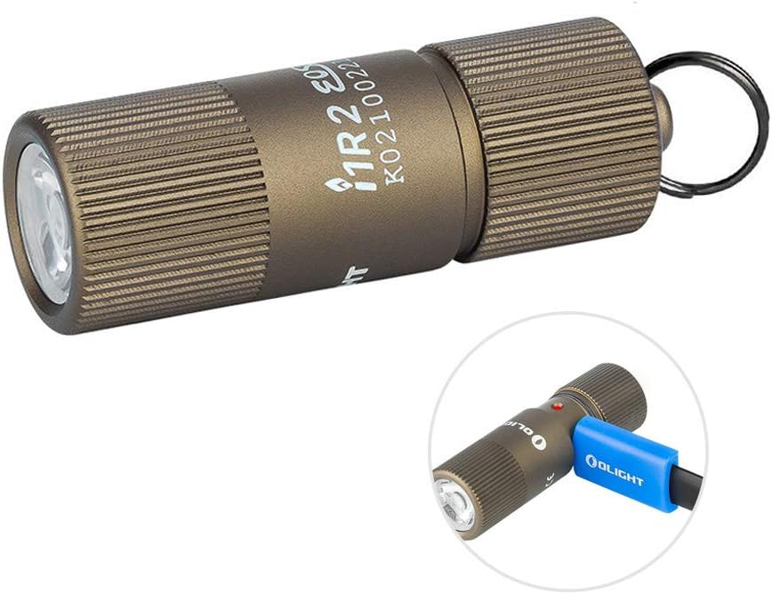 LINTERNA OLIGHT iR 2 EOS MIMI LINTERNA TIPO LLAVERO COLOR ARENA 150 LUMENES, LUZ ALTA/BAJA, RECARGABLE, TIPO DE CABLE MINI USB