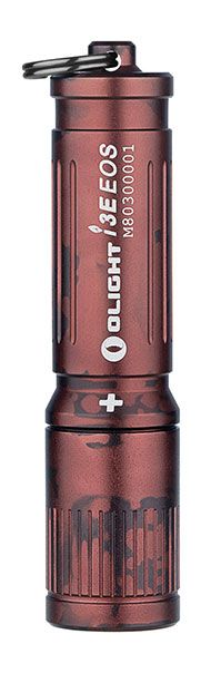 LINTERNA OLIGHT i3E EOS MINI LINTERNA, TIPO LLAVERO, COLOR CORINTA, 90 LUMENES, LUZ ALTA, BATERIA AAA.