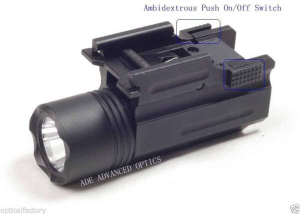 LINTERNA TACTICA 200 LUMENS PARA PICATINNY,LUZ FIJA/INTERMITENTE ADE OPTICS (PL200S) - Imagen 2