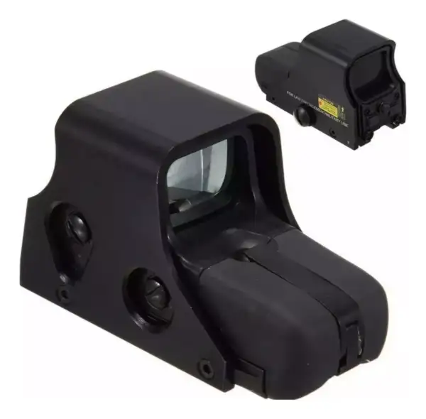 MIRA TACTICA HOLOGRAFICA COMPACTA PARA CARABINA Y RIFLE #551 COLOR NEGRO, AJUSTABLE, RETICULA VERDE/ROJA, 8 GRADOS DE ILUMINACION MONTURA PICATINNY (YWP-183491) - Imagen 2