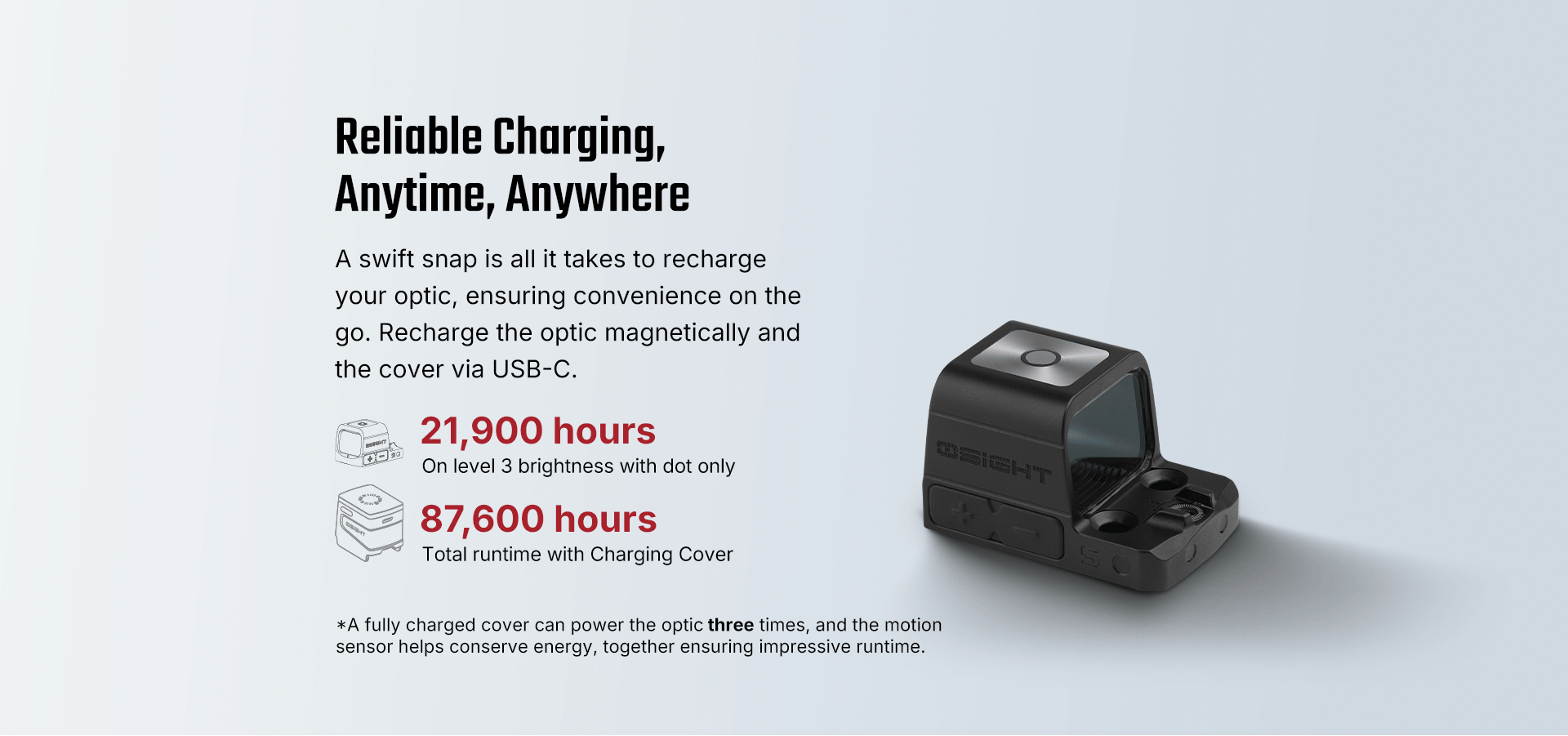 Mira Electronica OSIGHT S, Punto Rojo, Multi-retina, Recargable, Cargador Inalambrico, Auto ON/OFF, IPX 7 (sumergible) Marca Olight - Imagen 9