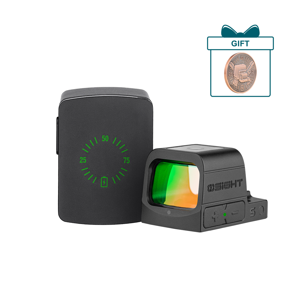 Mira Electronica OSIGHT S, Punto Rojo, Multi-retina, Recargable, Cargador Inalambrico, Auto ON/OFF, IPX 7 (sumergible) Marca Olight