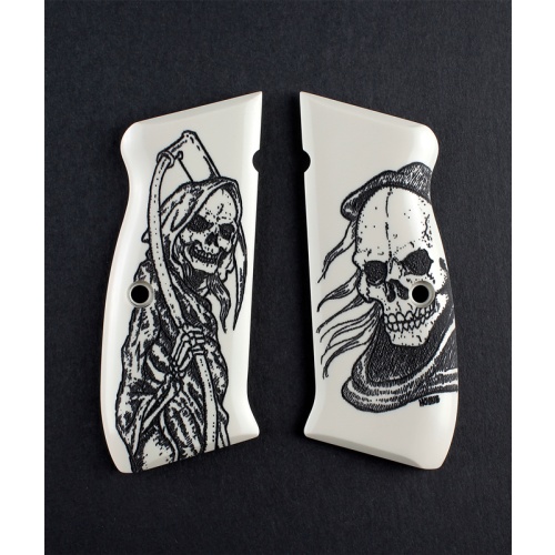 CACHA HOGUE CZ75 75B MARFIL CONCHA NACAR - LA MUERTE LISO ANODIZADO (75026) - Imagen 2