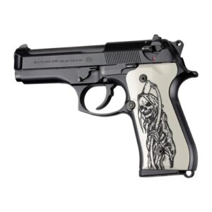 CACHAS HOGUE BERETTA 92FS 92 CENTURION POLIMERO MARFILADO LA MUERTE - EL CUERPO x2 LISO ANODIZADO (92029)