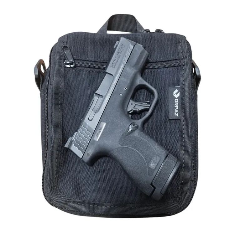 BOLSA TACTICA MAGNETICA - PORTA PISTOLA GRANDE/SEMI SIN SEGURO NYLON - COLOR NEGRA