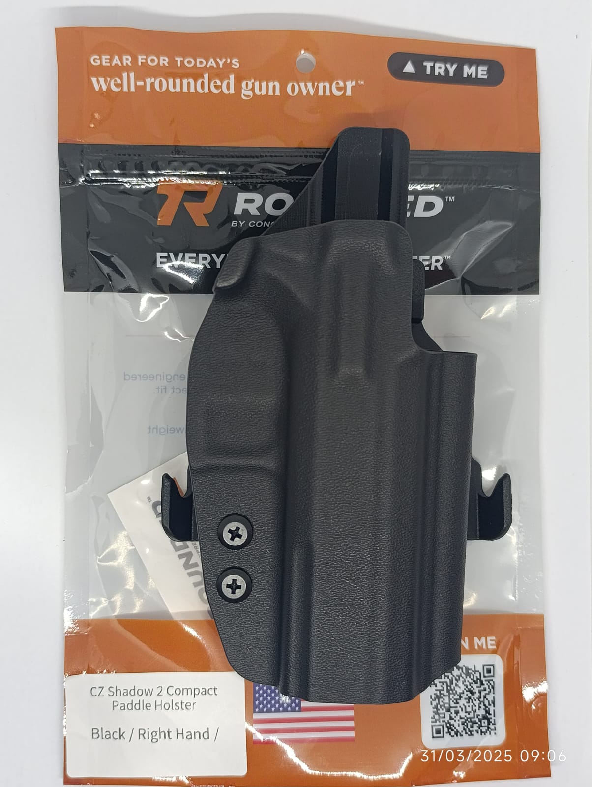 FUNDA ROUNDED PARA CZ SHADOW 2 COMPACT EXTERNO DE PALETA COLOR NEGRO MATERIAL KYDEX (03010099) - Imagen 2