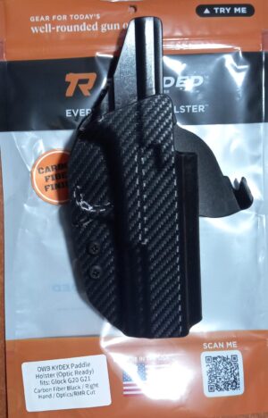 FUNDA ROUNDED PARA GLOCK 20/21 - 10mm/.45ACP EXTERNO DE PALETA OPTIC READY FIBRA DE CARBON MATERIAL KYDEX (03026573)