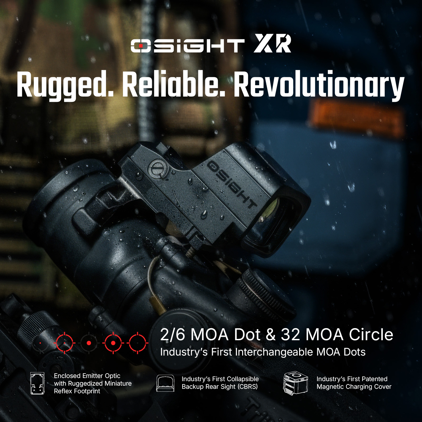 MIRA ELECTRONICA OSIGHT XR PUNTO ROJO, AUTO ON/OFF, COBERTOR MAGNETICO RECARGABLE, SELLADA - COLOR NEGRO - Imagen 8