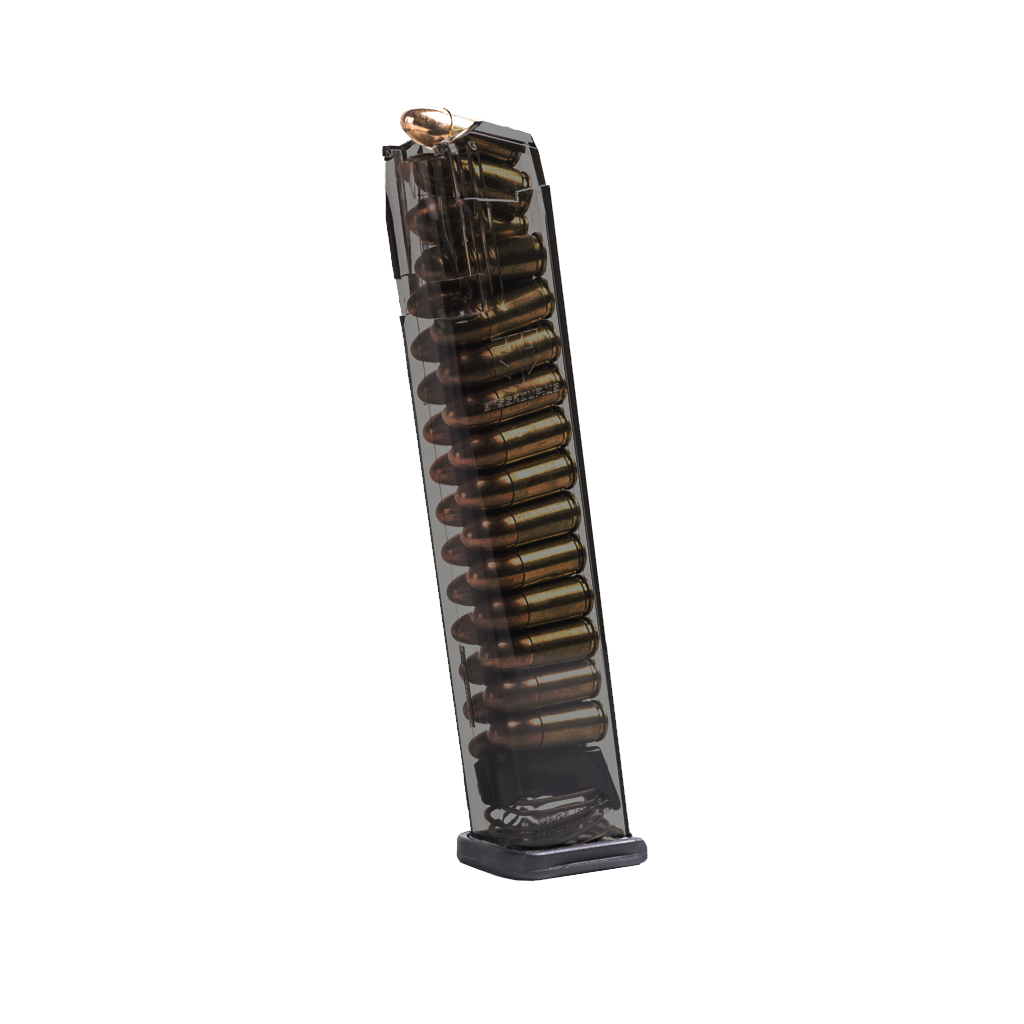 TOLVA PARA GLOCK 17/19/34, 9MM, 27 TIROS, TRANSPARENTE AHUMADO - ETS
