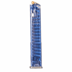 TOLVA PARA GLOCK 17/19/34 9MM, 32 TIROS, AZUL TRANSPARENTE - ETS
